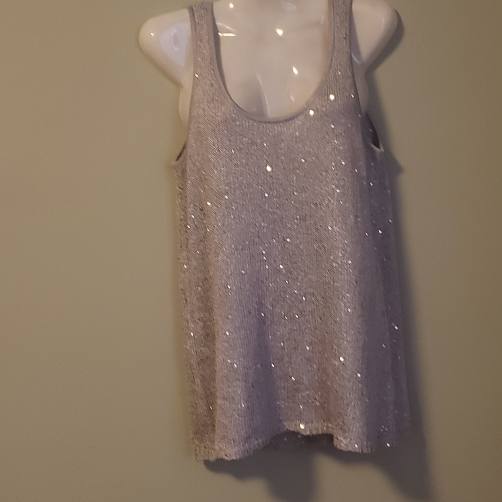 Matty M Silver Sequins Shell Tank. - Picture 2 of 6